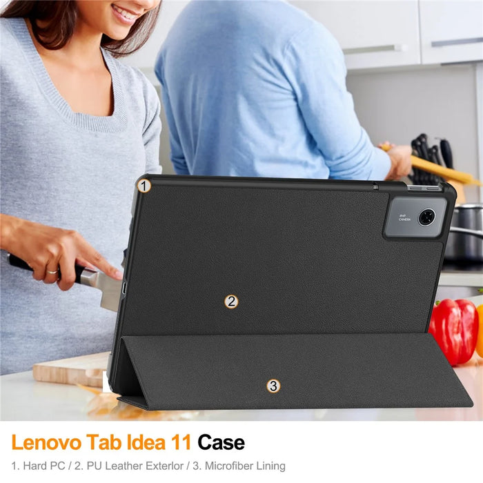 For Lenovo Tab K11 Gen 2 / Idea Tab / Xiaoxin Pad 11 2025 Case Anti-Drop Leather Stand Tablet Cover - Black - 7