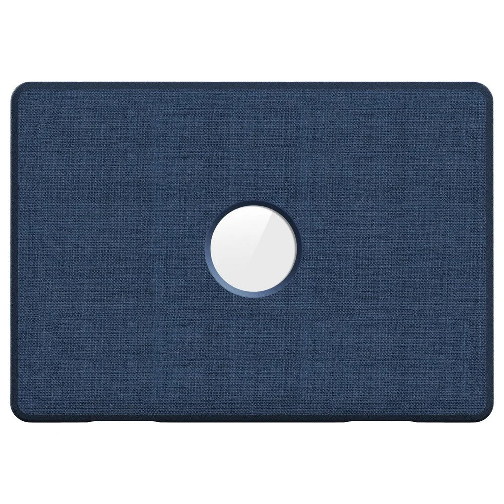 For MacBook Air 13 inch (2020) / (2018) (A2337 M1 A2179 A1932) Laptop Case with Logo View / Kickstand PC TPU Cloth Shockproof Cover - Navy Blue - 2