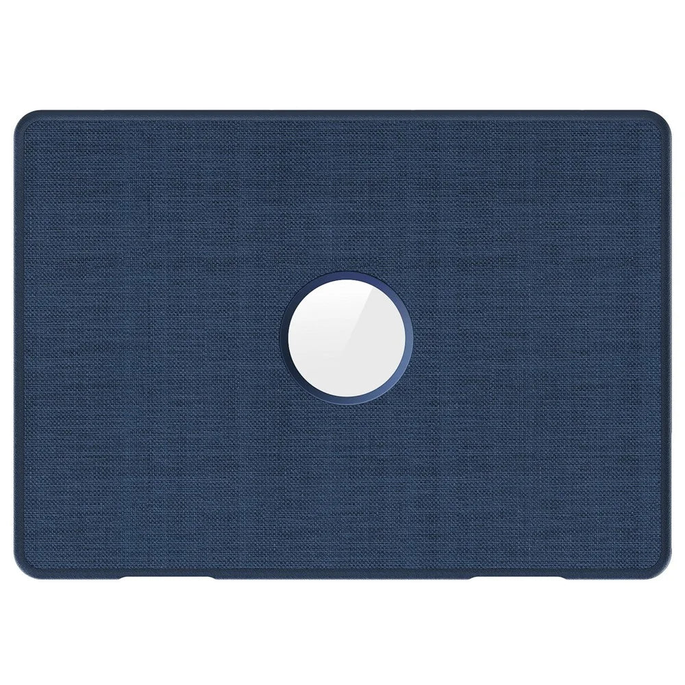 Laptop Case for MacBook Air 13 inch (2026) A3449 / (2025) A3240 / (2024) A3113 / (2022) A2681 PC TPU Cloth Shockproof Cover with Logo View / Kickstand - Navy Blue - 2