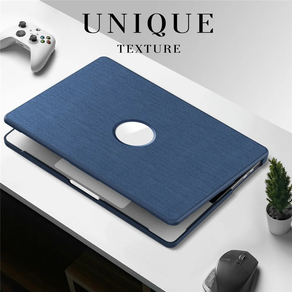 Laptop Case for MacBook Pro 14 inch (2026) A3427 A3426 / (2025) A3434 A3112 A3185 A3401 / (2024) A2918 A2992 / (2023) A2779 / (2022) / (2021) A2442 Kickstand Cover with Logo View - Navy Blue - 5