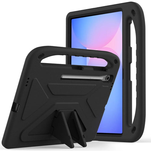 For Samsung Galaxy Tab S10 FE+ Case Hand Grip Kickstand Tablet EVA Cover - Black - 1