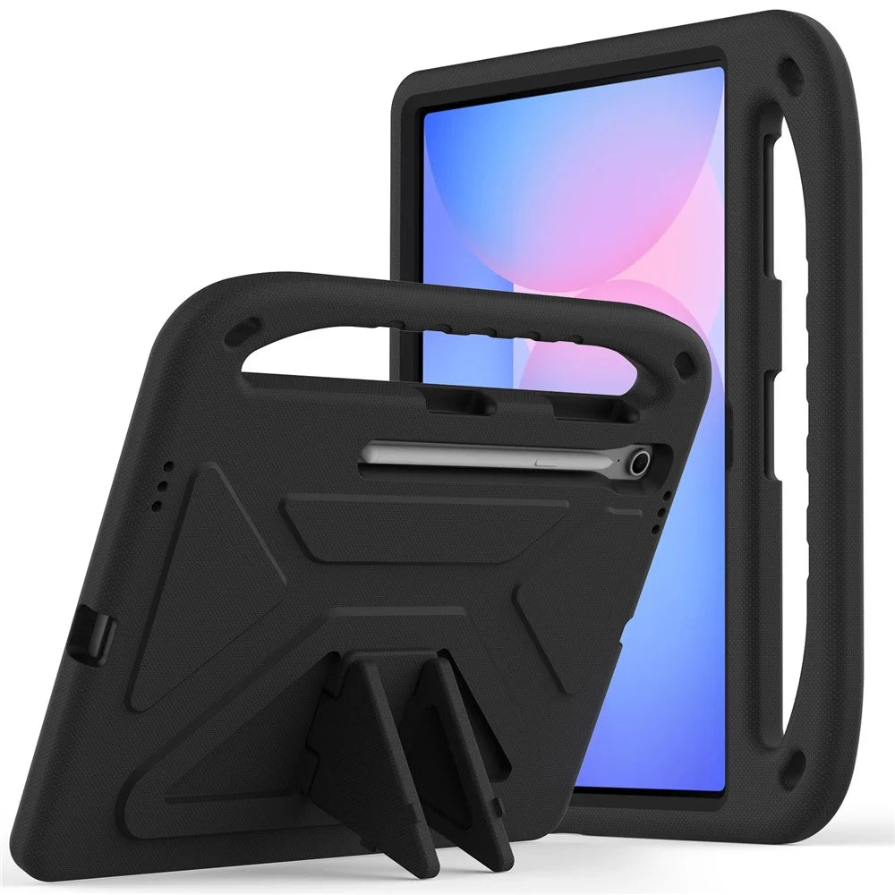 For Samsung Galaxy Tab S10 FE+ Case Hand Grip Kickstand Tablet EVA Cover - Black - 1