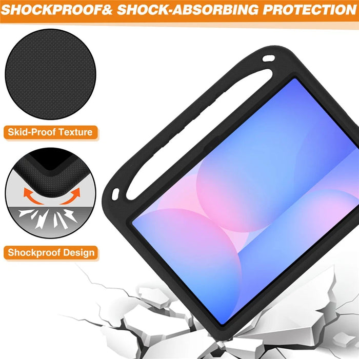For Samsung Galaxy Tab S10 FE+ Case Hand Grip Kickstand Tablet EVA Cover - Black - 5