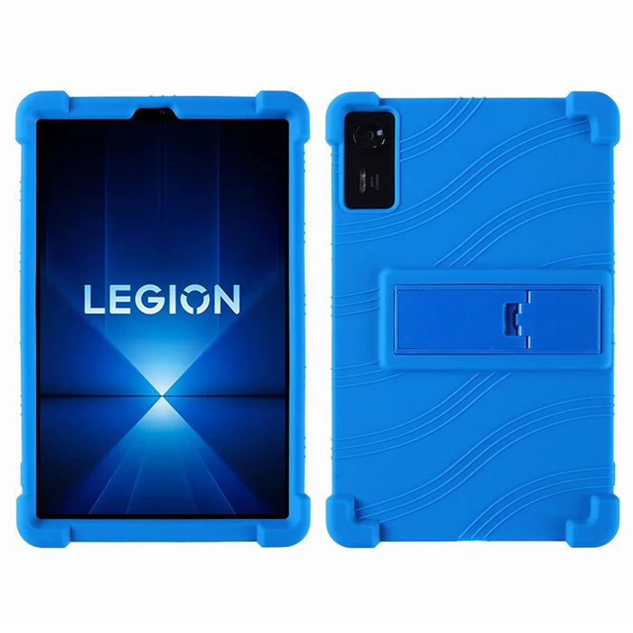 For Lenovo Legion Y700 (2025) Silicone Case with Kickstand Rugged Protective Cover - Dark Blue - 1