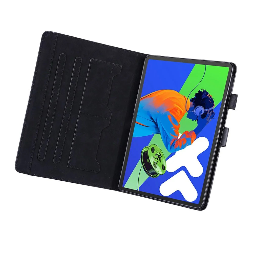 For Lenovo Xiaoxin Pad Pro 12.7 (2025) Case Tablet Stand Leather Cover Card Slots Animal Pattern - Black - 2