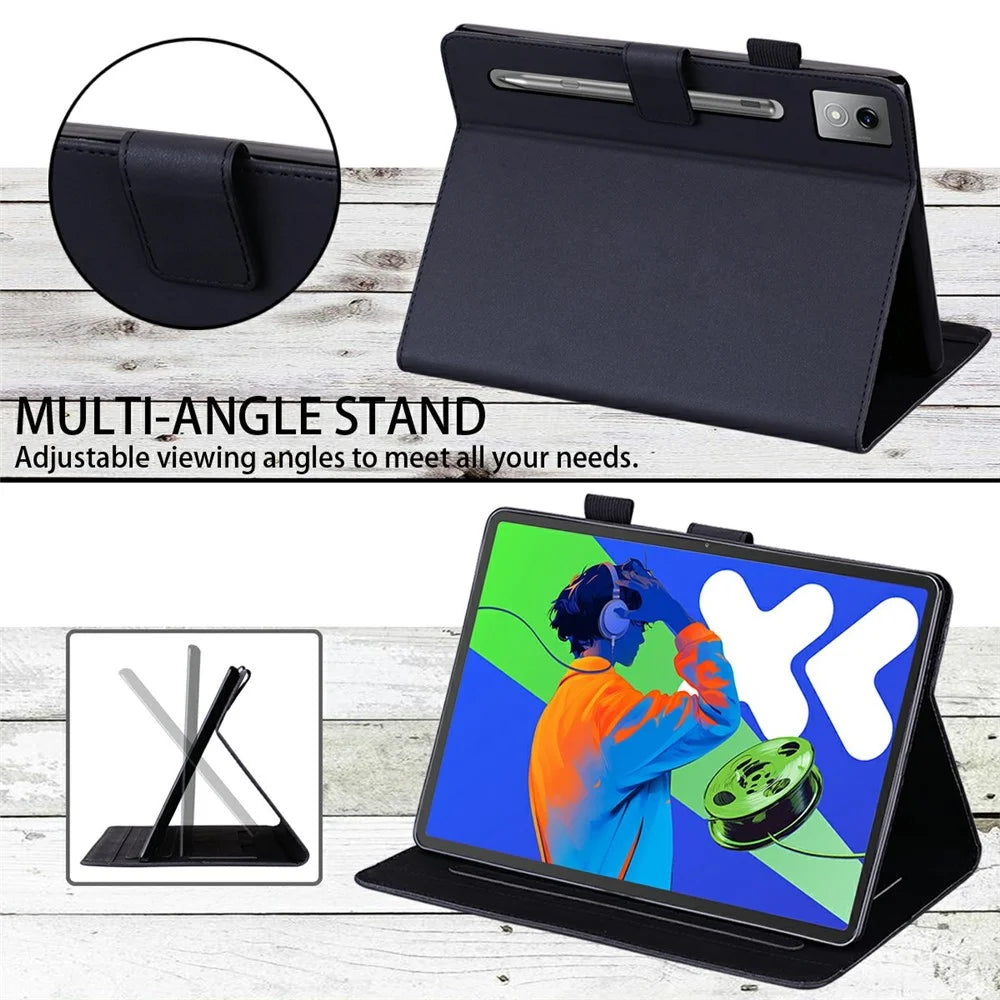 For Lenovo Xiaoxin Pad Pro 12.7 (2025) Case Tablet Stand Leather Cover Card Slots Animal Pattern - Black - 3