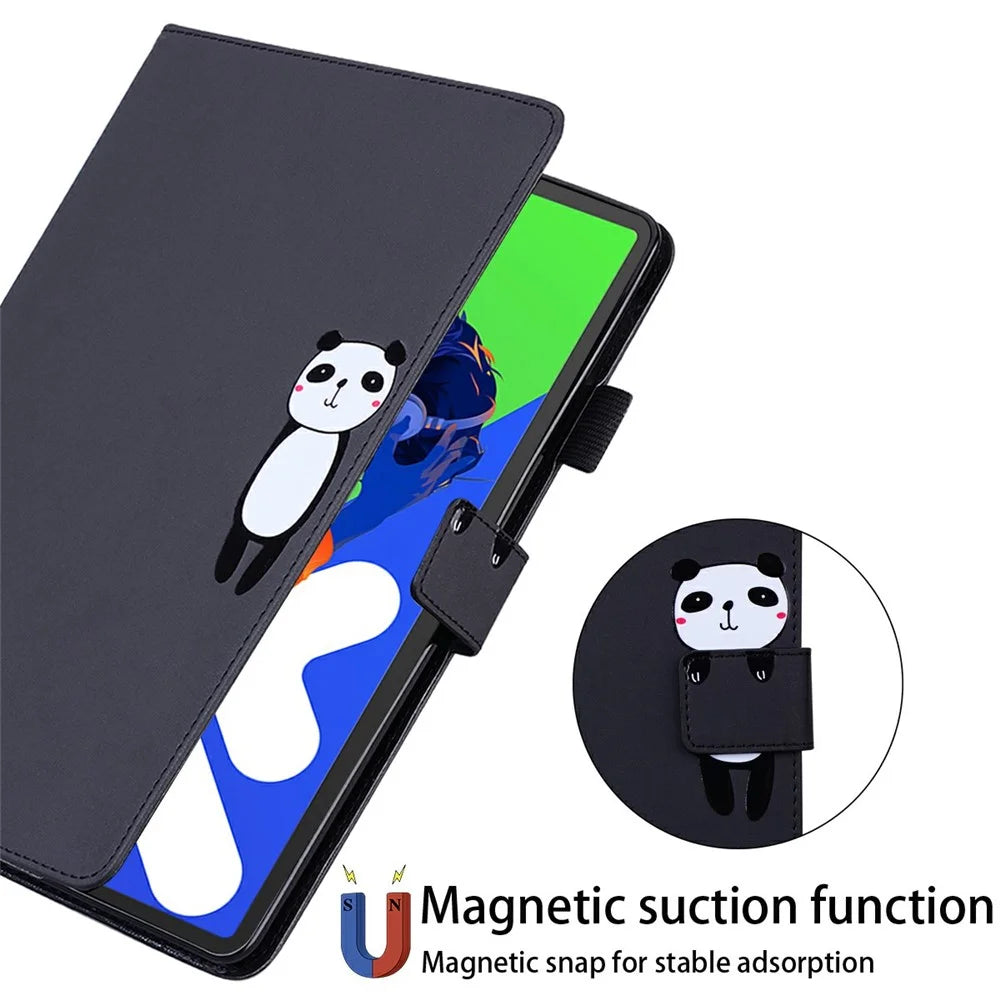 For Lenovo Xiaoxin Pad Pro 12.7 (2025) Case Tablet Stand Leather Cover Card Slots Animal Pattern - Black - 5