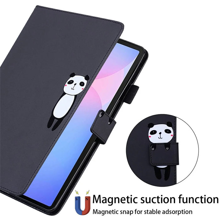 For Samsung Galaxy Tab S10 FE+ Case Tablet Stand Leather Cover Card Slots Animal Pattern - Black - 4