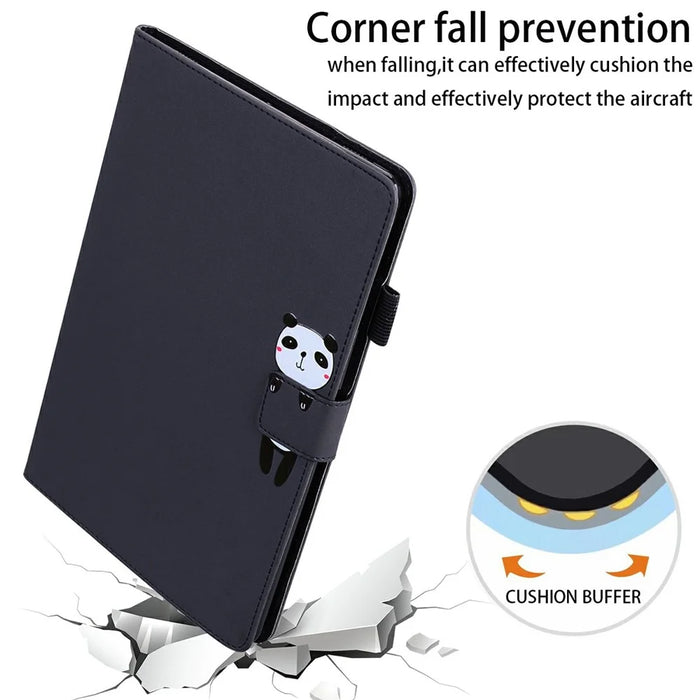 For Samsung Galaxy Tab S10 FE+ Case Tablet Stand Leather Cover Card Slots Animal Pattern - Black - 6