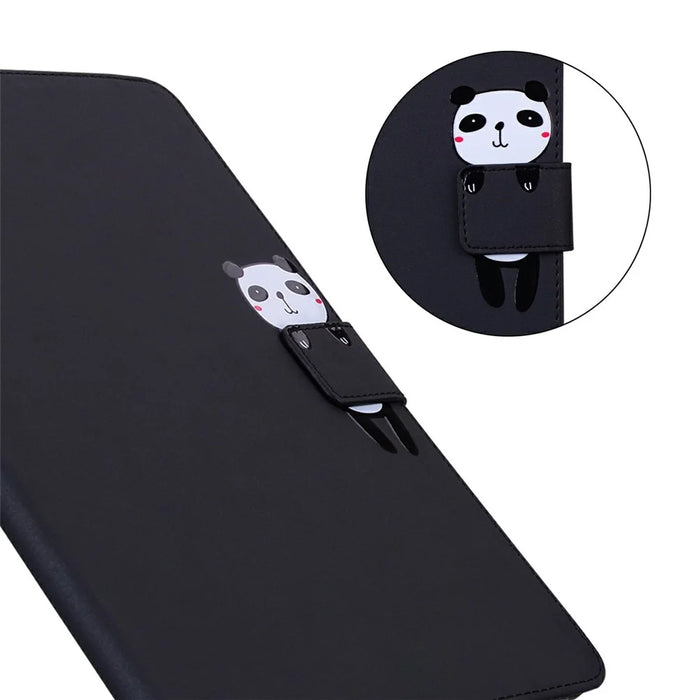 For Samsung Galaxy Tab S10 FE+ Case Tablet Stand Leather Cover Card Slots Animal Pattern - Black - 7