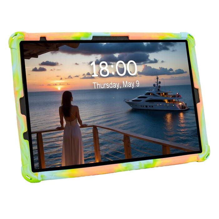 For iPad (2025) / 10.9 (2022) Case PC Kickstand Silicone Heat-Dissipating Protective Cover - Colorful Green - 2