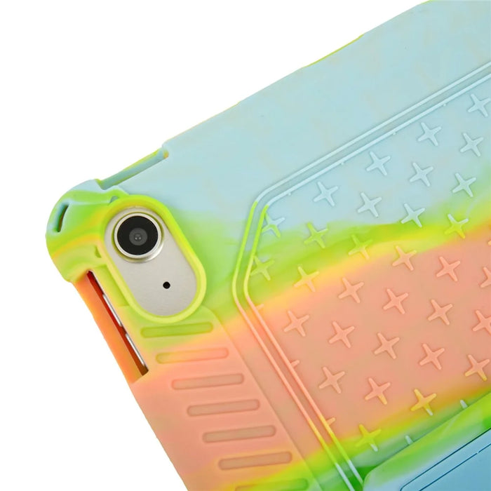 For iPad (2025) / 10.9 (2022) Case PC Kickstand Silicone Heat-Dissipating Protective Cover - Colorful Green - 5