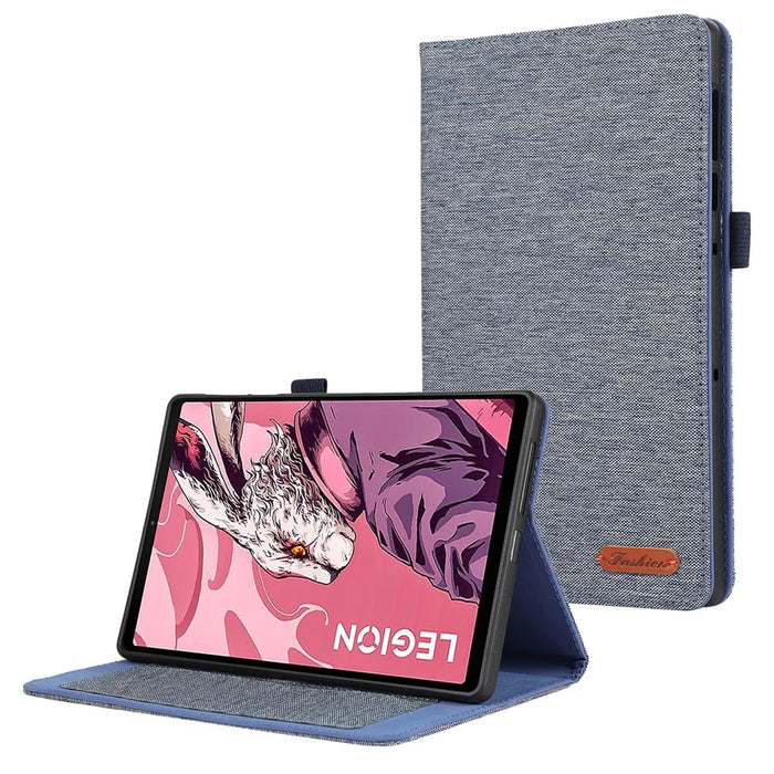 For Lenovo Legion Y700 Gen 4 Case with Stand Card Holder Cloth Texture Leather Tablet Cover - Blue - 1