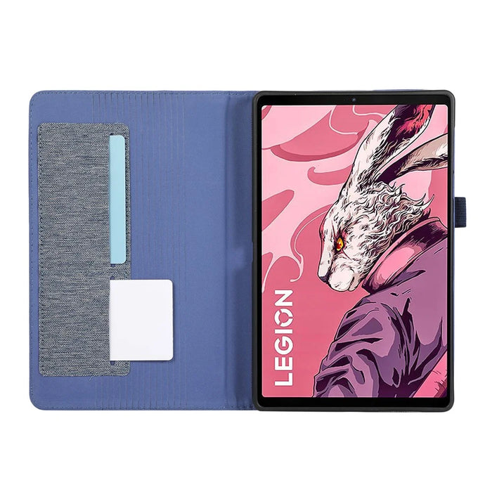 For Lenovo Legion Y700 Gen 4 Case with Stand Card Holder Cloth Texture Leather Tablet Cover - Blue - 2