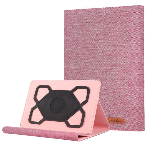 For 7 - 8 Inches Universal Tablet Case with Stand Cloth Texture Leather Cover - Pink - 1