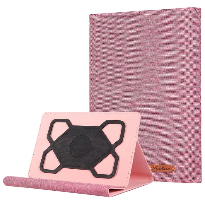 For 7 - 8 Inches Universal Tablet Case with Stand Cloth Texture Leather Cover - Pink - 1
