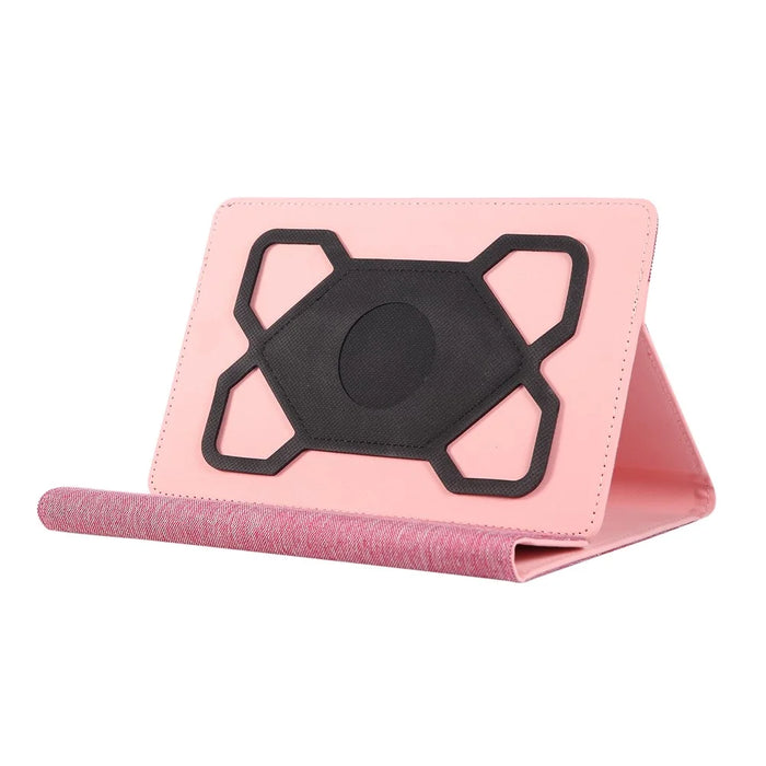 For 7 - 8 Inches Universal Tablet Case with Stand Cloth Texture Leather Cover - Pink - 2