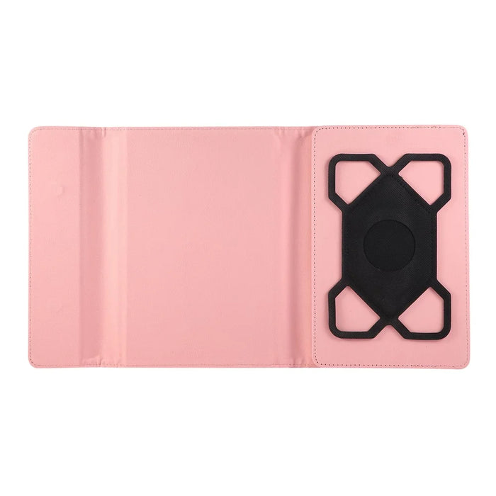 For 7 - 8 Inches Universal Tablet Case with Stand Cloth Texture Leather Cover - Pink - 3
