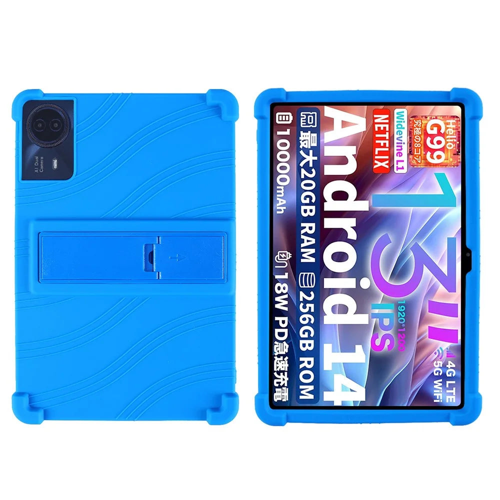For Teclast T65 Max Silicone Case with Kickstand Rugged Protective Cover - Dark Blue - 1