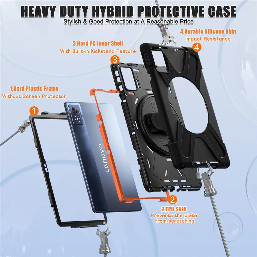 For Lenovo Tab K11 Plus / Zhaoyang K11 B352FU, TB230XC Case Kickstand PC + Silicone Tablet Cover - Black - 4