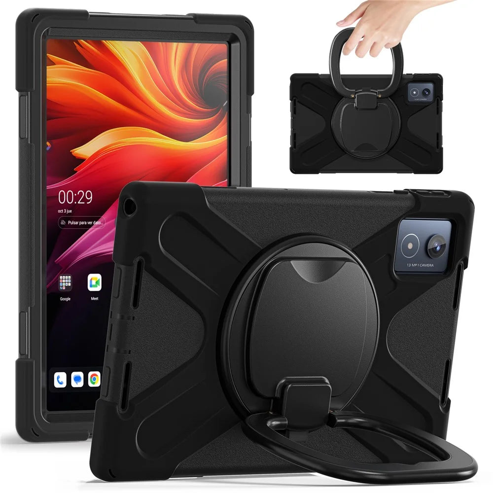 For Lenovo Tab K11 Plus / Zhaoyang K11 B352FU, TB230XC Case TPU + PC + Silicone Tablet Cover Kickstand - Black - 1