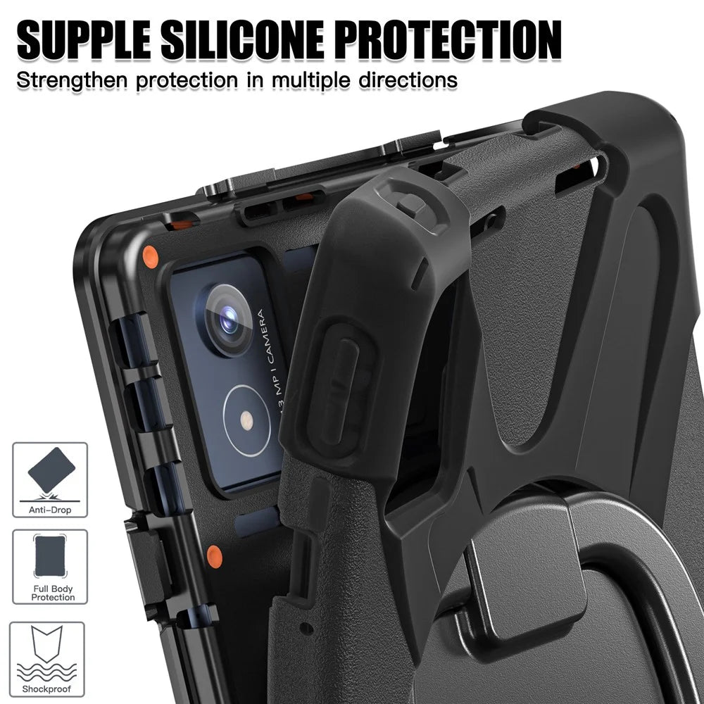 For Lenovo Tab K11 Plus / Zhaoyang K11 B352FU, TB230XC Case TPU + PC + Silicone Tablet Cover Kickstand - Black - 3