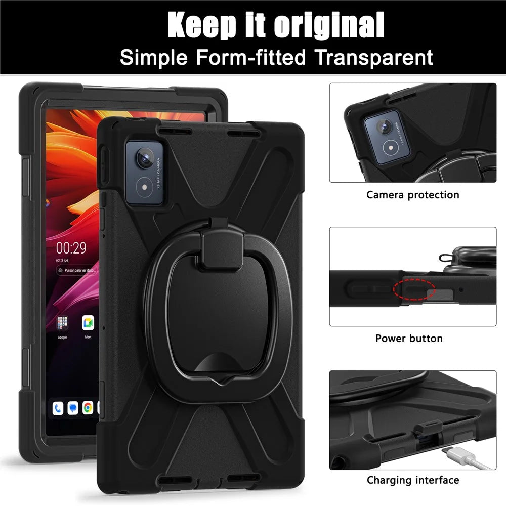 For Lenovo Tab K11 Plus / Zhaoyang K11 B352FU, TB230XC Case TPU + PC + Silicone Tablet Cover Kickstand - Black - 5