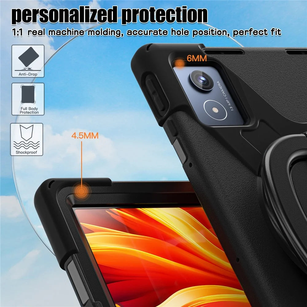 For Lenovo Tab K11 Plus / Zhaoyang K11 B352FU, TB230XC Case TPU + PC + Silicone Tablet Cover Kickstand - Black - 6