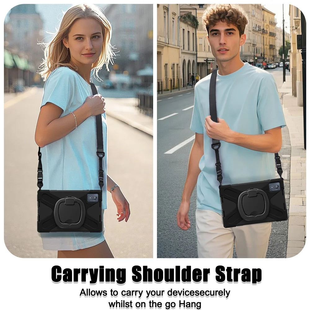 For Lenovo Tab K11 Plus / Zhaoyang K11 B352FU, TB230XC Case with Shoulder Strap TPU + PC + Silicone Kickstand Tablet Cover - Black - 5