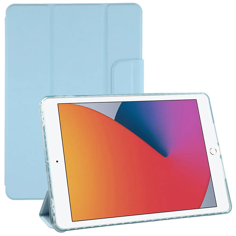 Tablet Case For iPad 10.2 (2021)  /  (2020)  /  (2019)  /  Air 10.5 inch (2019) Folding Stand Magnetic Leather Cover - Baby Blue - 1