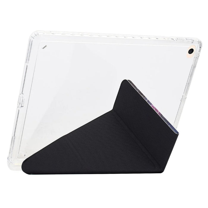 Tablet Case For iPad 9.7-inch (2018) / (2017) / Air 2 / Air (2013) , Y-Fold Stand Pattern Print Leather + Clear Acrylic Cover - Phantom Wolf - 4