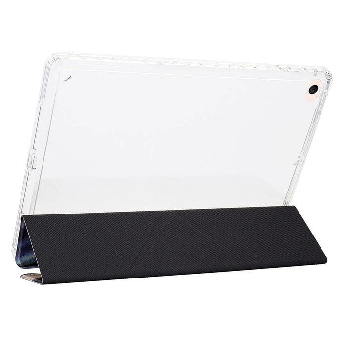 Tablet Case For iPad 9.7-inch (2018) / (2017) / Air 2 / Air (2013) , Y-Fold Stand Pattern Print Leather + Clear Acrylic Cover - Phantom Wolf - 5
