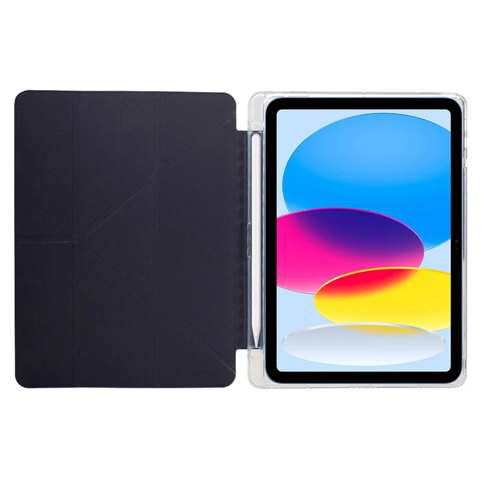 Tablet Case For iPad 9.7-inch (2018) / (2017) / Air 2 / Air (2013) , Y-Fold Stand Pattern Print Leather + Clear Acrylic Cover - Phantom Wolf - 7