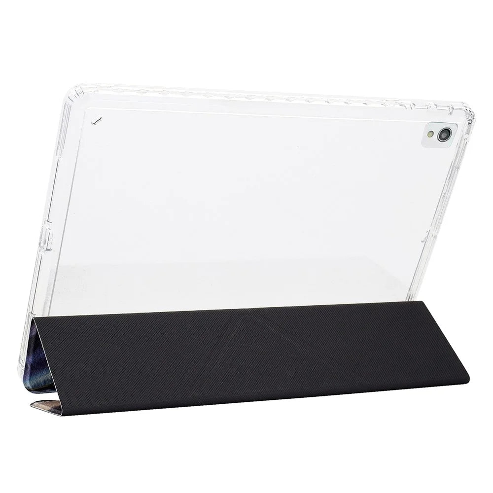 Tablet Case For iPad 10.2 (2020) / (2019) / Air 10.5 inch (2019) , Y-Fold Stand Pattern Print Leather + Clear Acrylic Cover - Phantom Wolf - 5