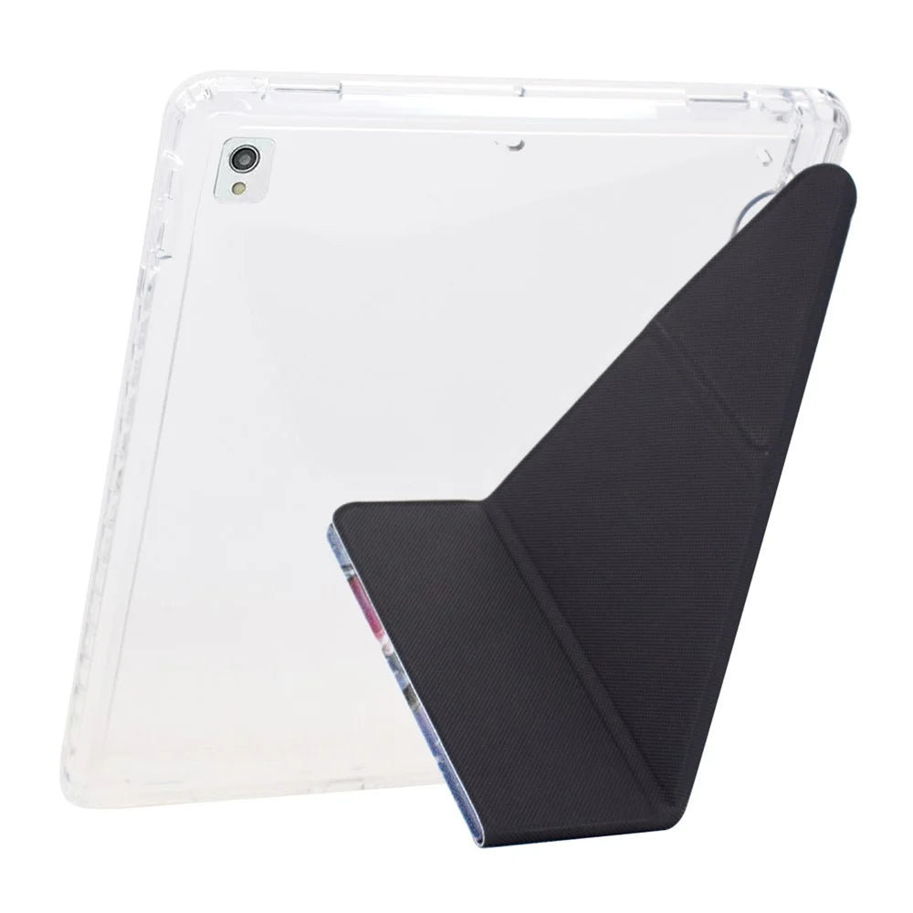 Tablet Case For iPad 10.2 (2020) / (2019) / Air 10.5 inch (2019) , Y-Fold Stand Pattern Print Leather + Clear Acrylic Cover - Phantom Wolf - 6