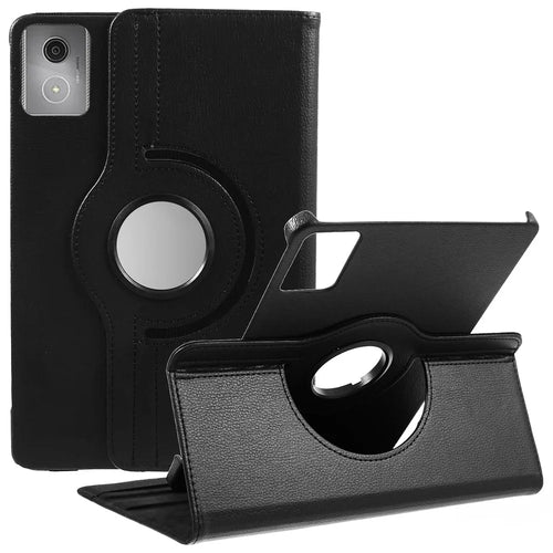 For Lenovo Tab K11 Gen 2 / Idea Tab / Xiaoxin Pad 11 2025 Case Rotating Stand PU Leather + PC Tablet Cover with Elastic Band - Black - 1