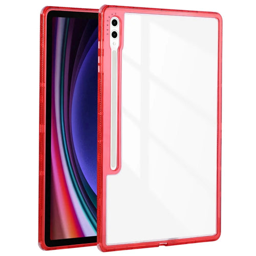 For Samsung Galaxy Tab S9 Ultra Clear Case 3 in 1 PC + TPU Shockproof Tablet Cover - Red - 1