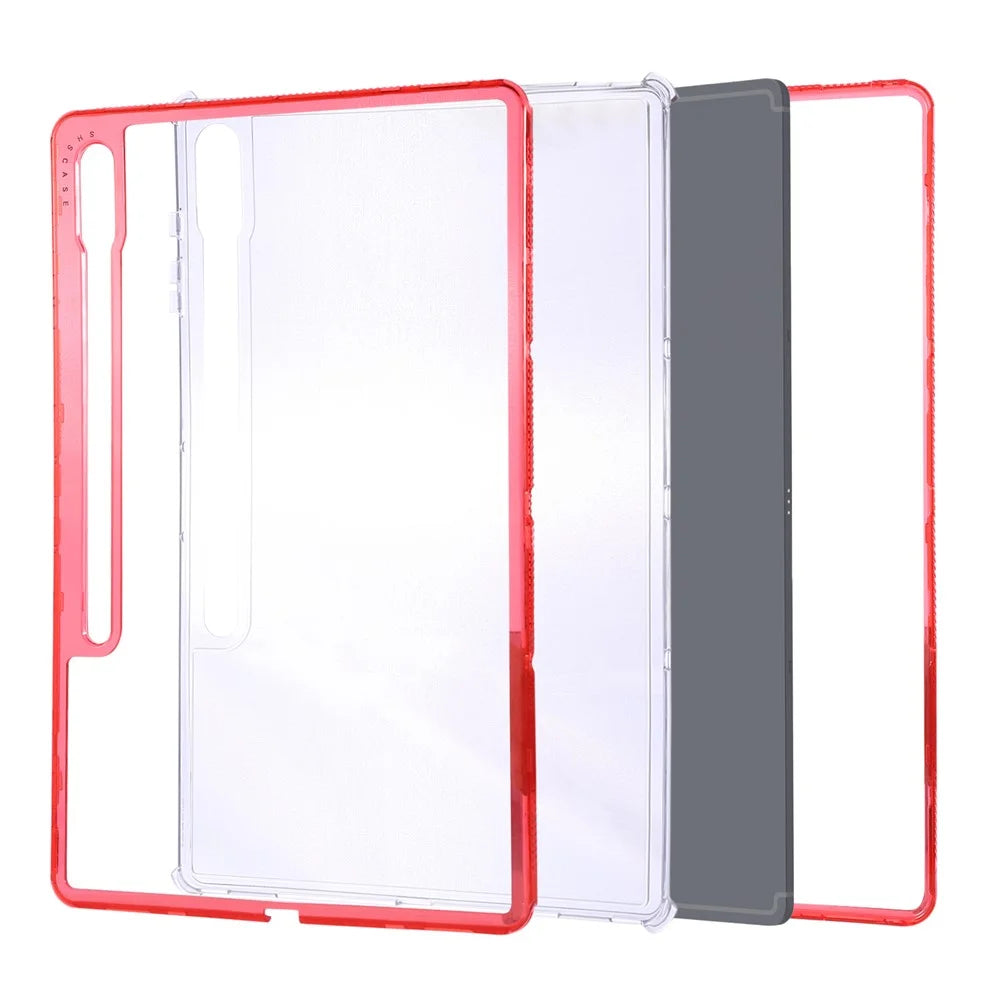 For Samsung Galaxy Tab S9 Ultra Clear Case 3 in 1 PC + TPU Shockproof Tablet Cover - Red - 2