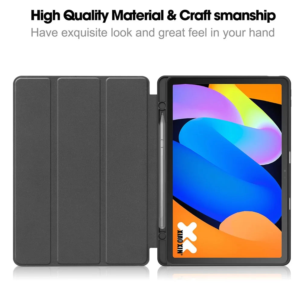 For Lenovo Tab K11 Gen 2 / Idea Tab / Xiaoxin Pad 11 2025 Stand Case Shock-Absorbent Leather Tablet Cover with Pen Slot - Black - 2