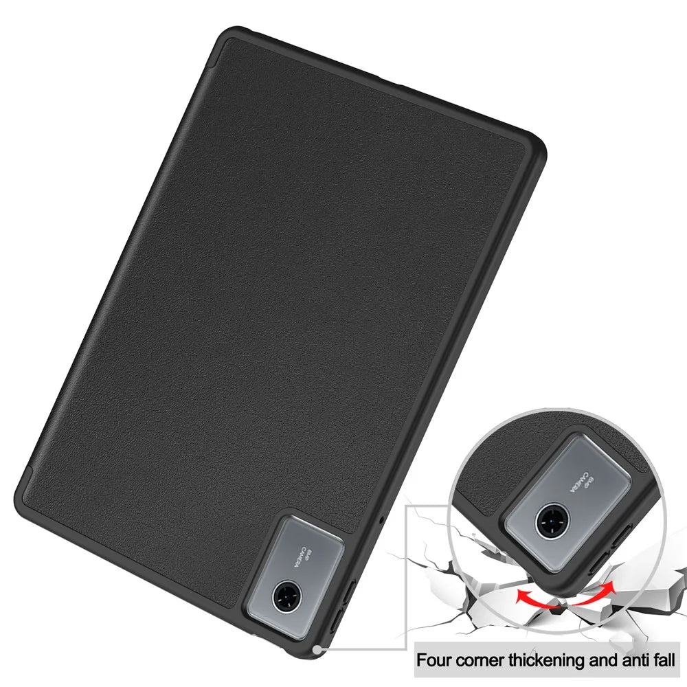 For Lenovo Tab K11 Gen 2 / Idea Tab / Xiaoxin Pad 11 2025 Stand Case Shock-Absorbent Leather Tablet Cover with Pen Slot - Black - 7