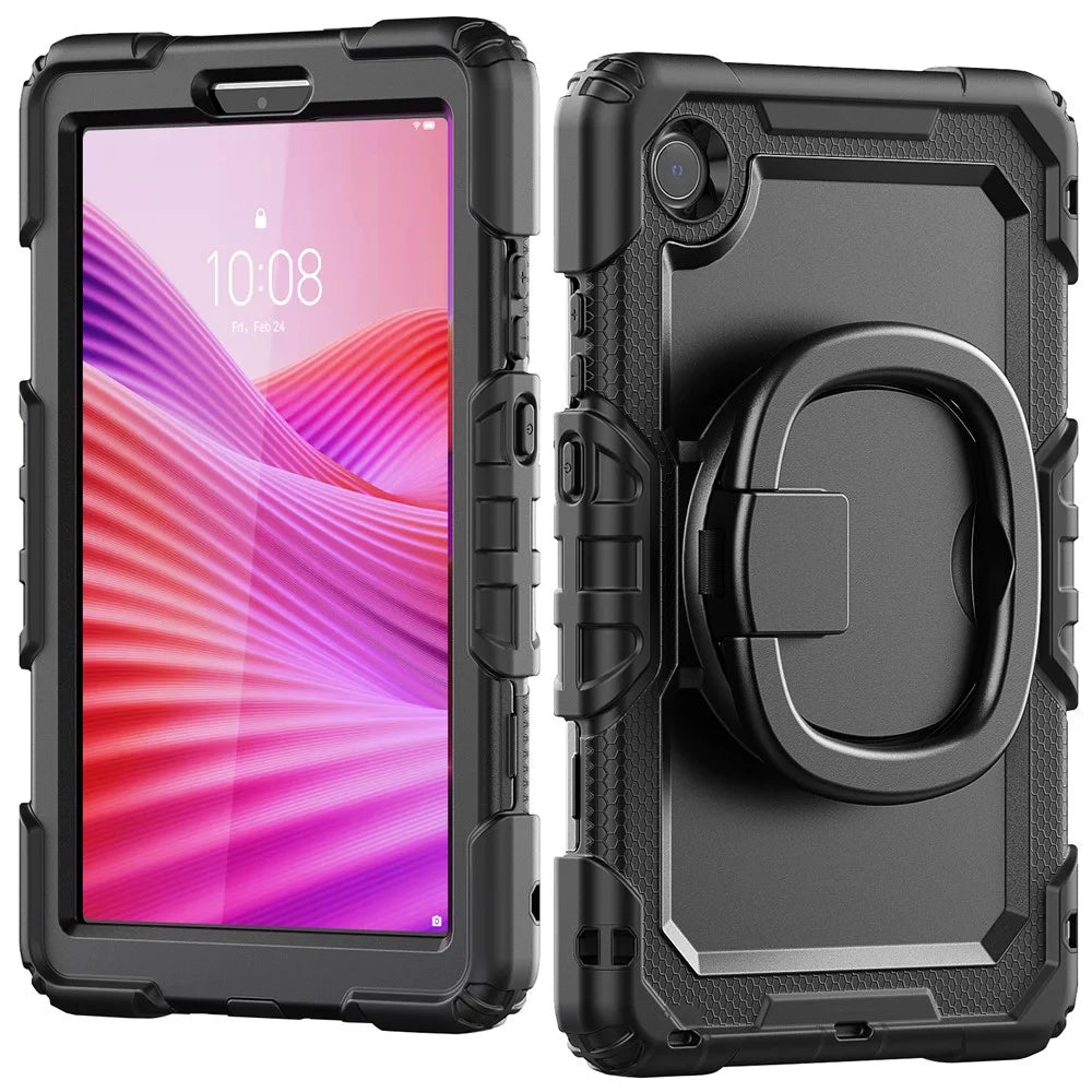 For Lenovo Tab K9 TB305FU Case Ring Kickstand PC + Silicone Shockproof Tablet Cover - Black - 2