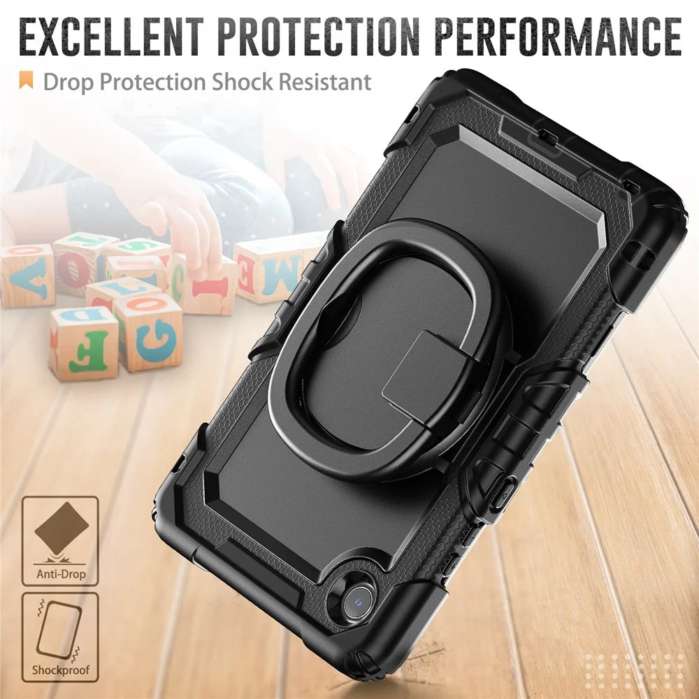 For Lenovo Tab K9 TB305FU Case Ring Kickstand PC + Silicone Shockproof Tablet Cover - Black - 4