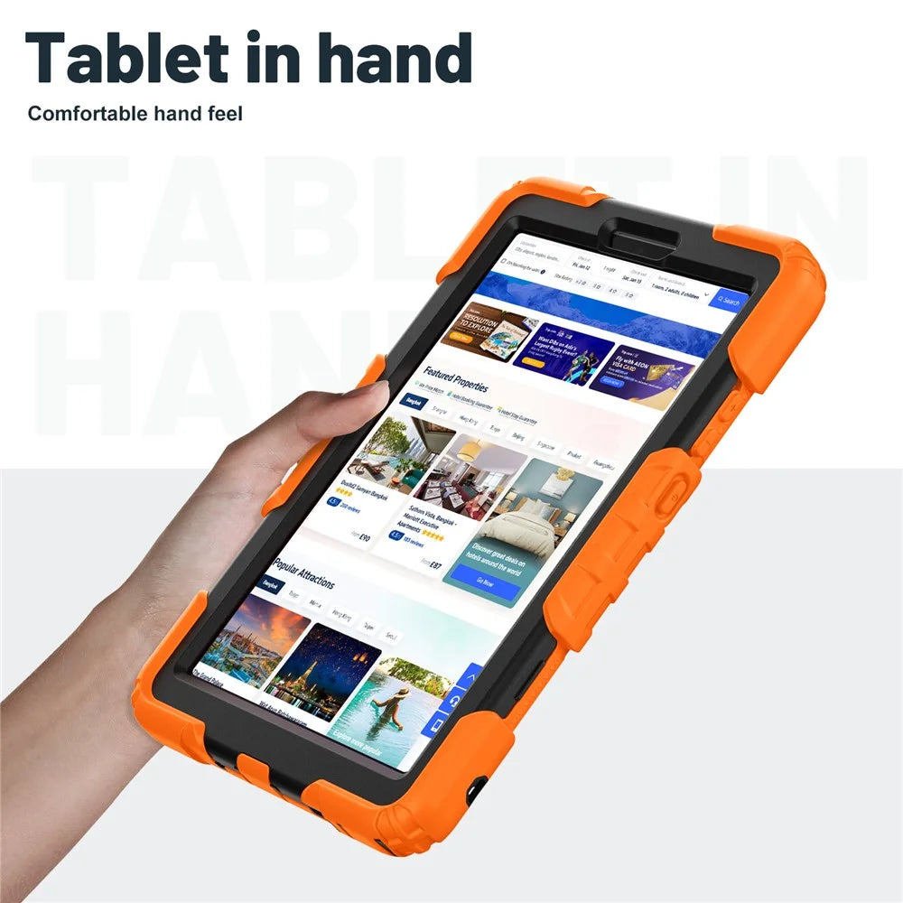 For Lenovo Tab K9 Case Kickstand PC + Silicone Shockproof Tablet Cover - Orange - 4
