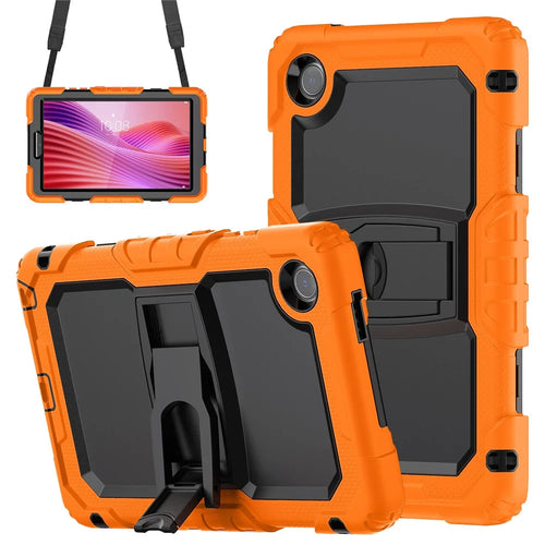 For Lenovo Tab K9 TB305FU Case with Shoulder Strap Kickstand PC + Silicone Shockproof Tablet Cover - Orange - 1