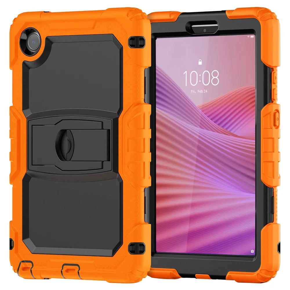 For Lenovo Tab K9 TB305FU Case with Shoulder Strap Kickstand PC + Silicone Shockproof Tablet Cover - Orange - 2
