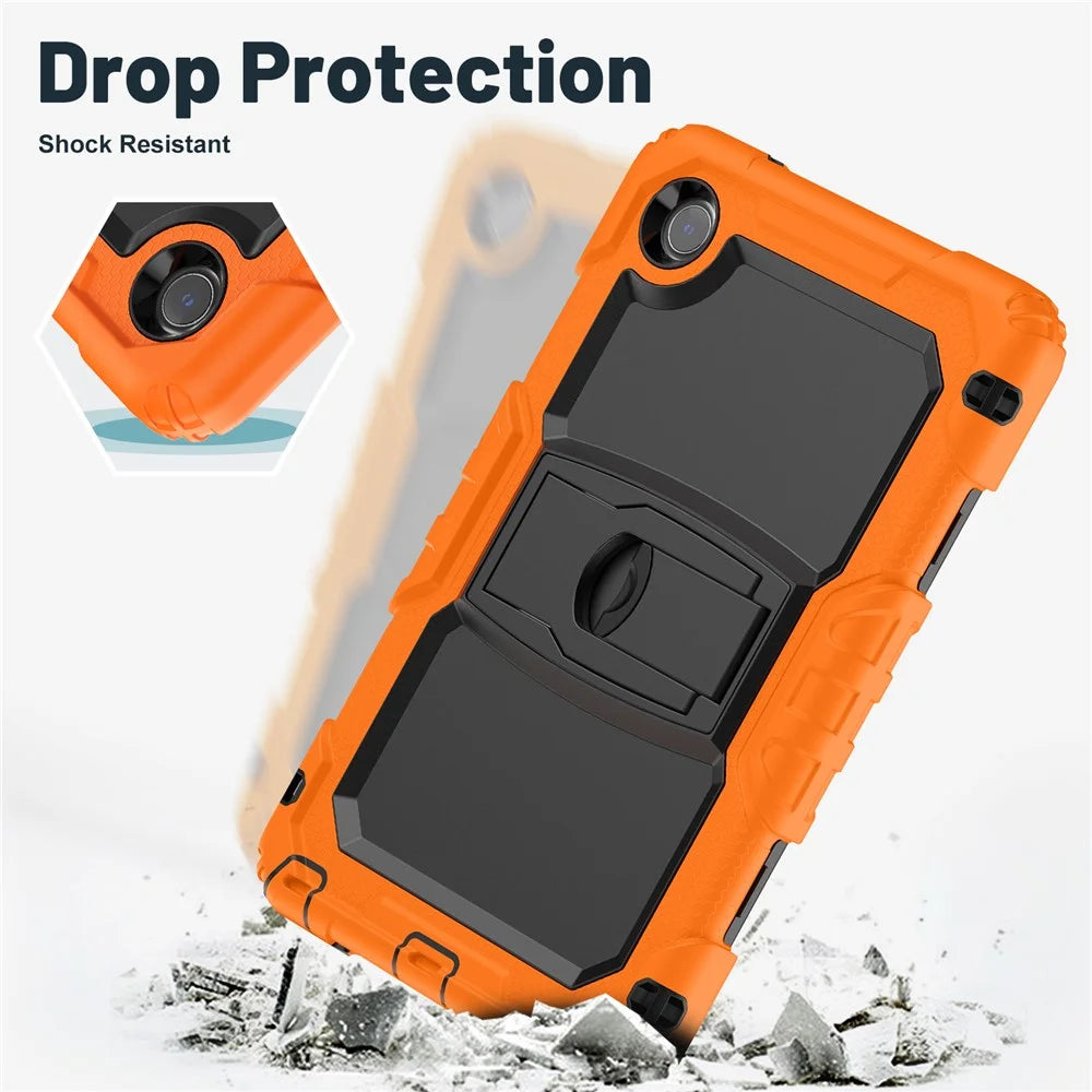 For Lenovo Tab K9 TB305FU Case with Shoulder Strap Kickstand PC + Silicone Shockproof Tablet Cover - Orange - 6