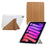 For iPad mini (2024) / (2021) Case Y-Fold Stand Pyramid-Patterned Leather + Clear Acrylic Tablet Cover with Pencil Holder - Gold - 1