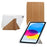 For iPad (2025) / 10.9 (2022) Case Y-Fold Stand Pyramid-Patterned Leather + Clear Acrylic Tablet Cover with Pencil Holder - Gold - 1