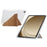 For Samsung Galaxy Tab A9+ Case Y-Fold Stand Pyramid-Patterned Leather + Clear Acrylic Tablet Cover with Pencil Holder - Gold - 3