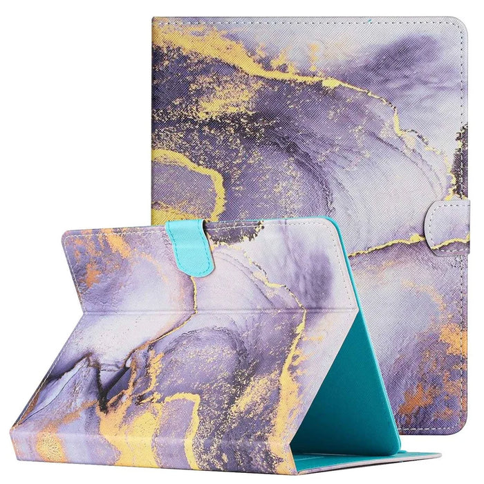 10-inch Tablet Universal PU Leather Case Stitching Marble Pattern Anti-scratch Protective Cover with Stand Card Holder - Purple Marble - 1